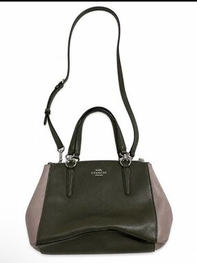 Coach Olive Green & Taupe Leather Crossbody with Removable Strap